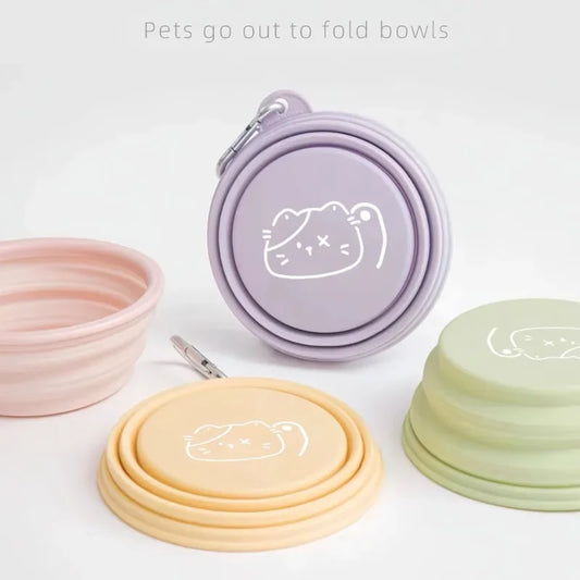 Dog Pet Folding Silicone Bowls