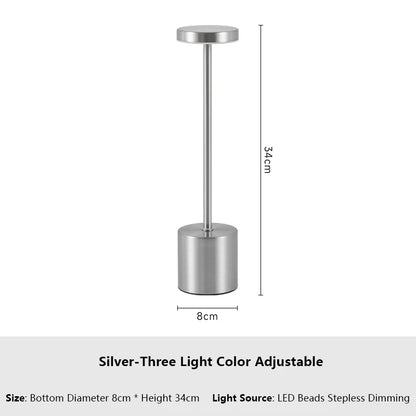 Lámpara de mesa LED con sensor táctil simple, recargable, 3 colores, ajustable, luz ambiental creativa para mesita de noche, decoración de habitación 