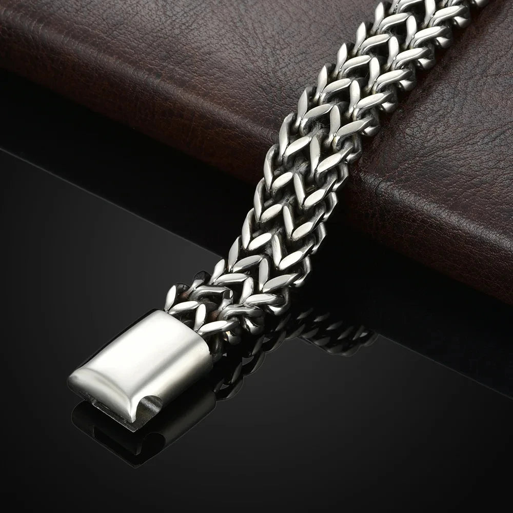 Stainless Steel Braided Double Row Bracelet