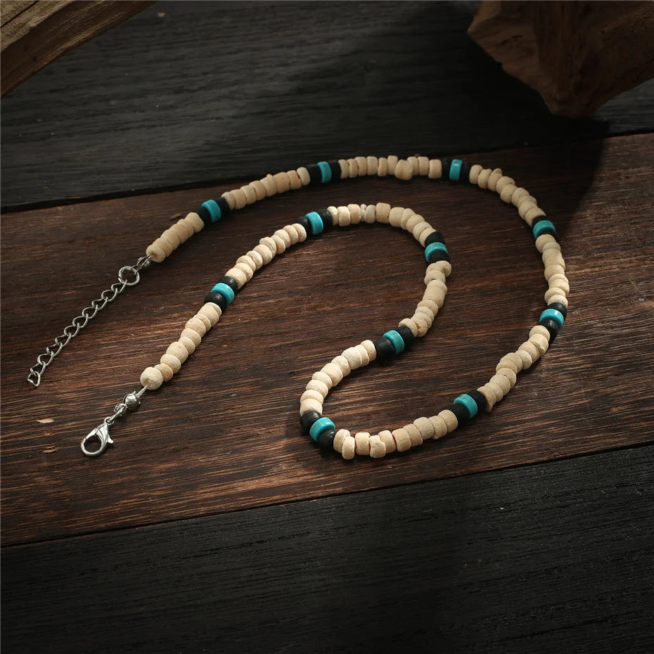 Summer Beach Wooden Beaded Surfer Necklace
