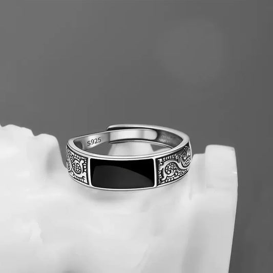 925 Sterling Silver Black Stone Ring