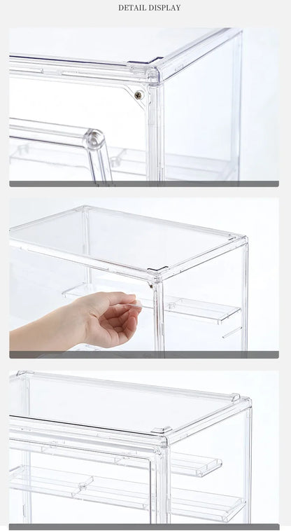 Boîte de présentation transparente empilable en plastique 