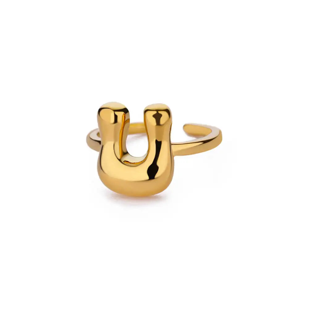 Gold Color Cute Bubble Letters Rings