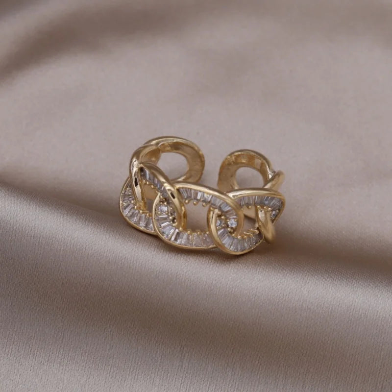 14K Gold Plated Double Love Crystal Ring