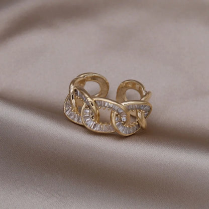 14K Gold Plated Double Love Crystal Ring