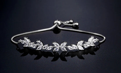 Classic Shiny Clear Zircon Flowers Adjustable Bracelets
