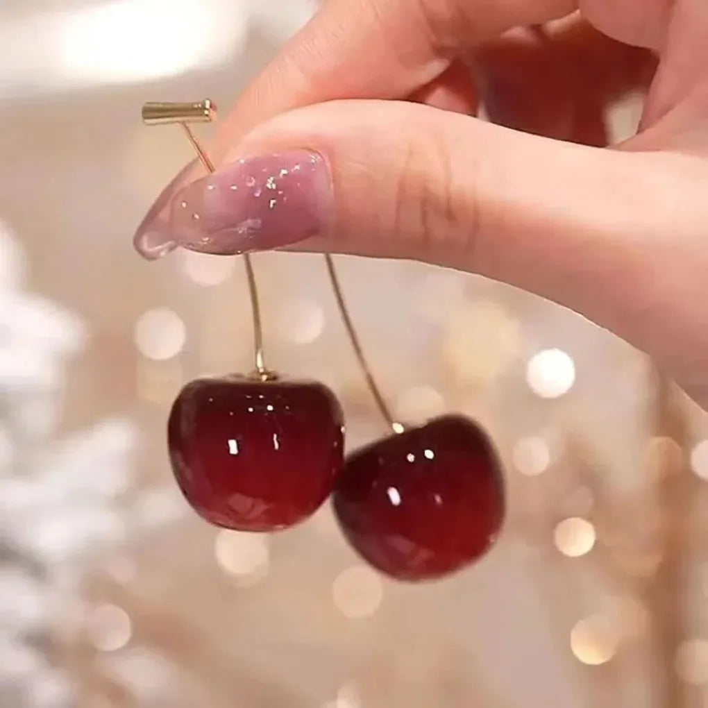 Red Cherry Statement Dangle Earrings