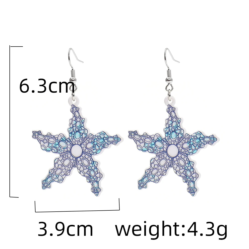 Geometric Round Blue Waves Acrylic Earrings