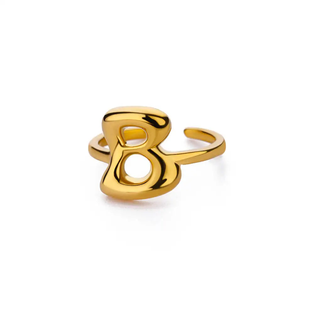 Gold Color Cute Bubble Letters Rings