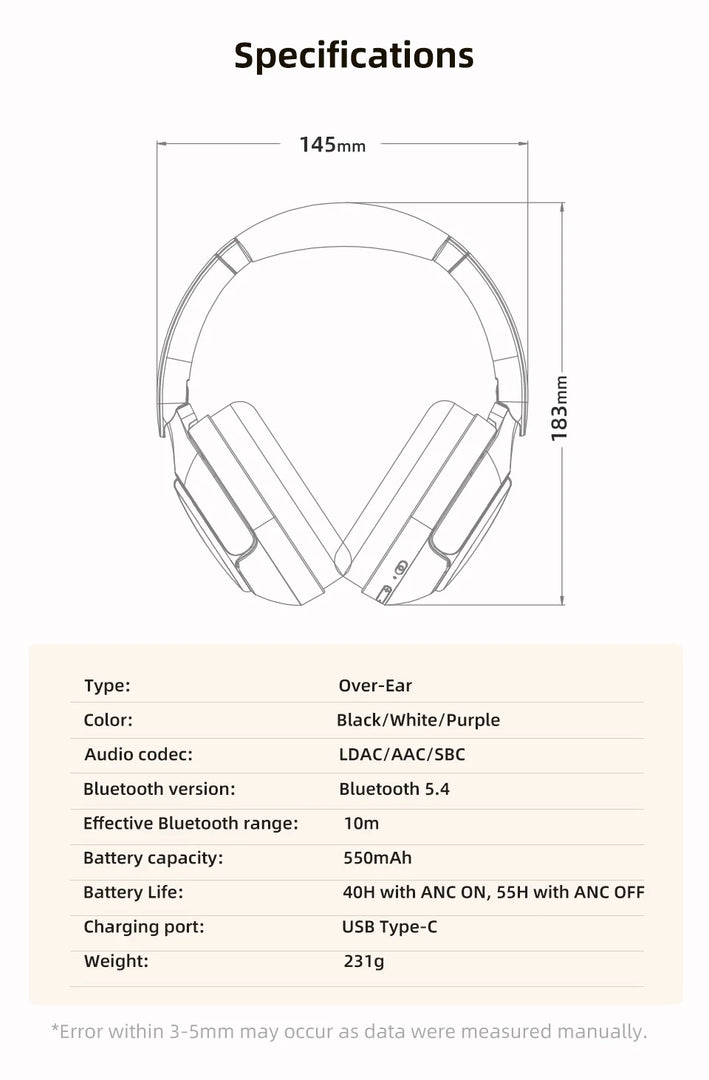 QCY H3 Pro ANC Wireless Headphone