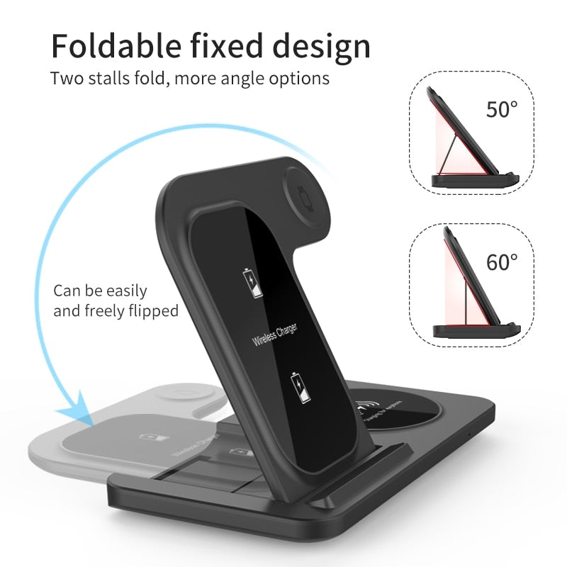 3 in 1 Wireless Charger Stand Pad Fast Charging Station Dock - BestShop