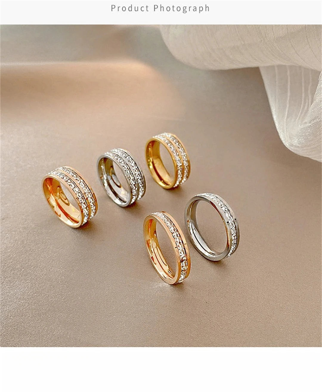 Luxury Double Rowed Square Zircon Ring