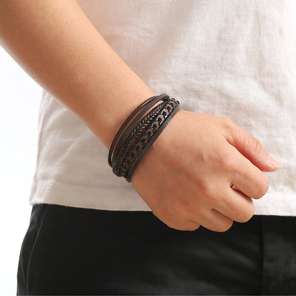 Multi-Layered Vintage Leather Bracelet
