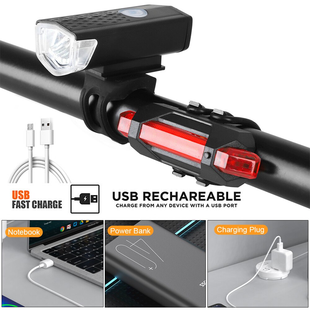 USB Rechargeable Bike Light Set Front Light - BestShop