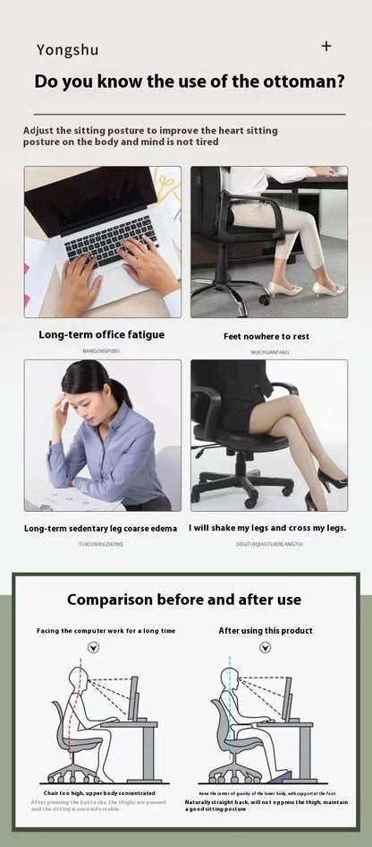 Portable Ergonomic Foot Rest with Massage Rollers