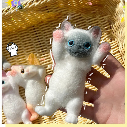 Squishy Cute Flocking Cat Stress Relief Toy