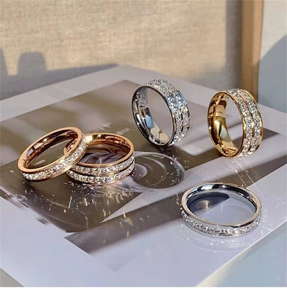 Luxury Double Rowed Square Zircon Ring