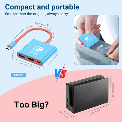 Switch Dock 4K HDMI USB 3.0 Hub Adapter