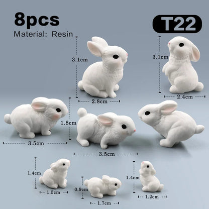 Figurine de lapin mignon de Pâques 2025, bricolage, paysage, maison, kawaii, décoration de chambre, miniature, jardin de fées, accessoires de décoration modernes 