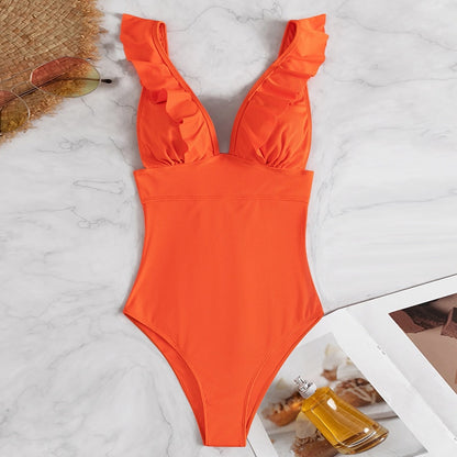 Floral Ruffle Off-Shoulder One-Piece Swimsuit - BestShop