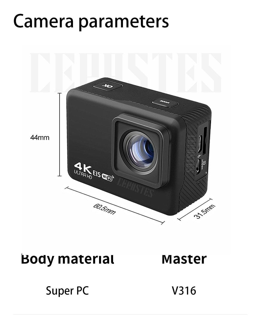 Action Camera 4K 60fps With Remote Control Sport Camera - BestShop