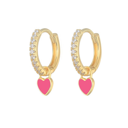 Aide Silver Color Hoop Earrings With Cute Candy Neon Color - BestShop