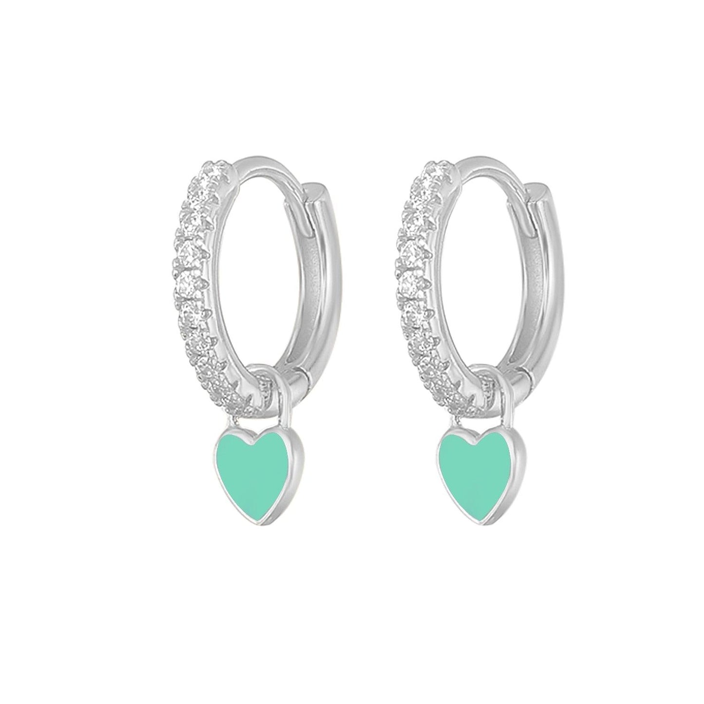 Aide Silver Color Hoop Earrings With Cute Candy Neon Color - BestShop