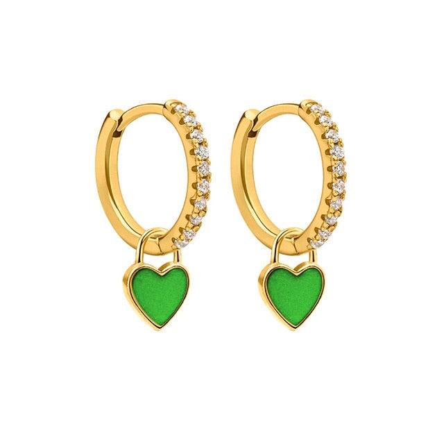 Aide Silver Color Hoop Earrings With Cute Candy Neon Color - BestShop