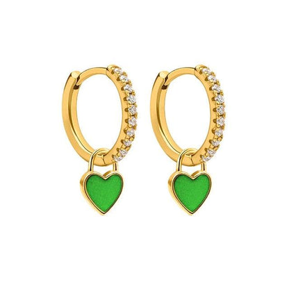 Aide Silver Color Hoop Earrings With Cute Candy Neon Color - BestShop