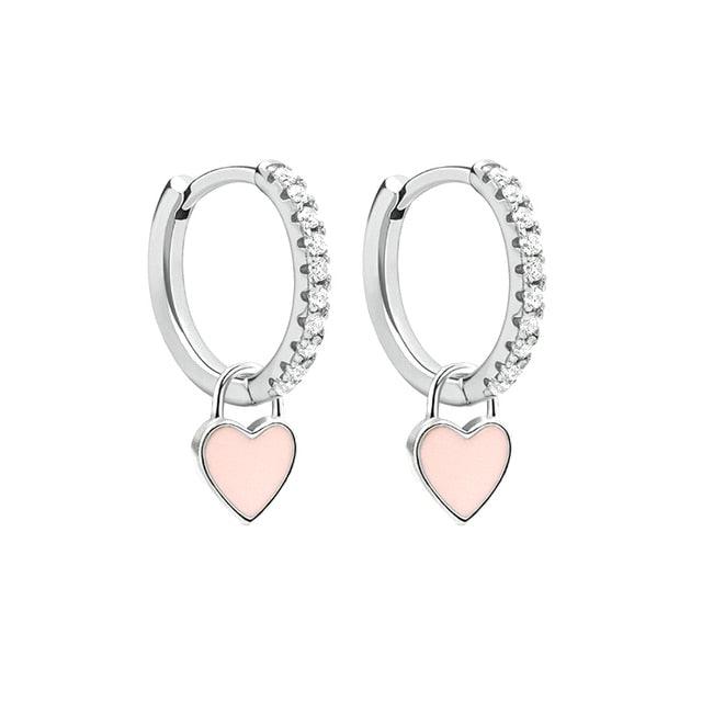 Aide Silver Color Hoop Earrings With Cute Candy Neon Color - BestShop