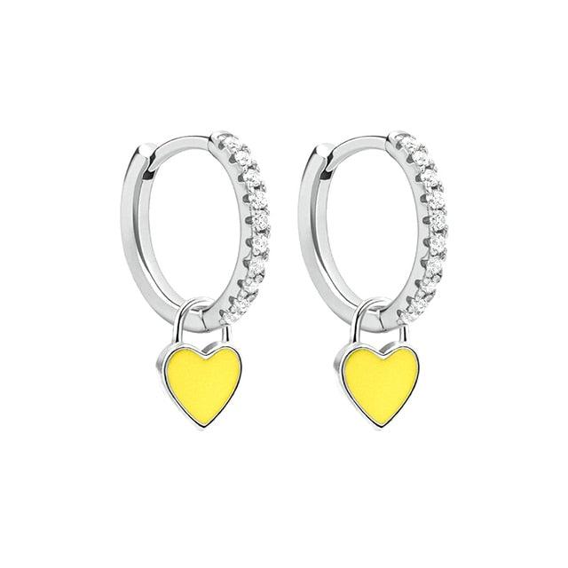 Aide Silver Color Hoop Earrings With Cute Candy Neon Color - BestShop