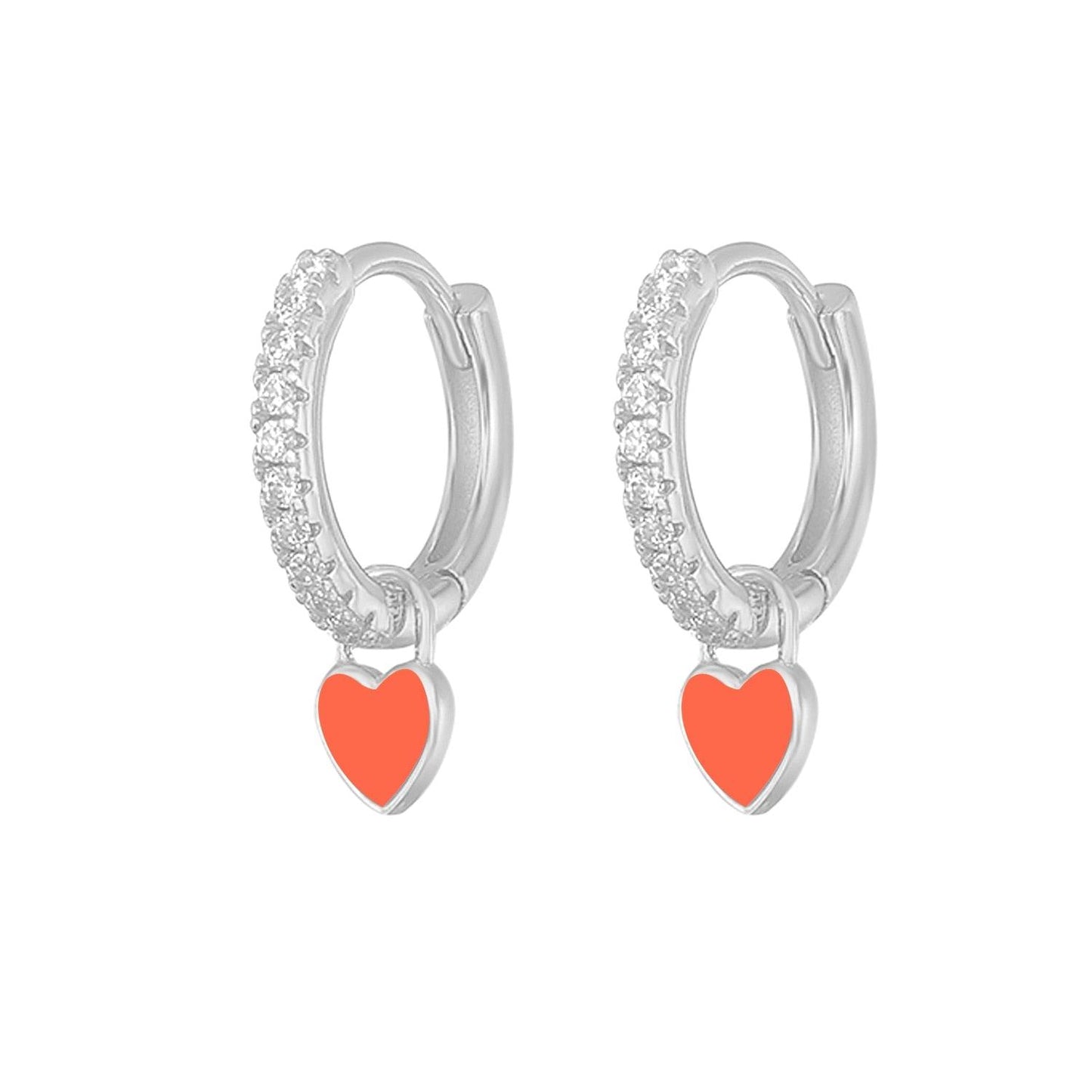 Aide Silver Color Hoop Earrings With Cute Candy Neon Color - BestShop