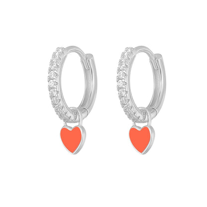 Aide Silver Color Hoop Earrings With Cute Candy Neon Color - BestShop
