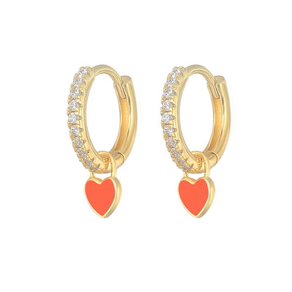 Aide Silver Color Hoop Earrings With Cute Candy Neon Color - BestShop