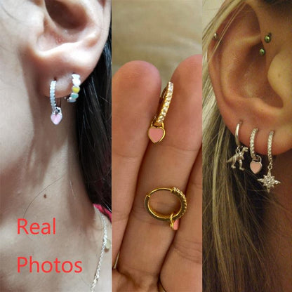 Aide Silver Color Hoop Earrings With Cute Candy Neon Color - BestShop