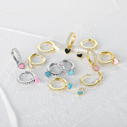 Aide Silver Color Hoop Earrings With Cute Candy Neon Color - BestShop