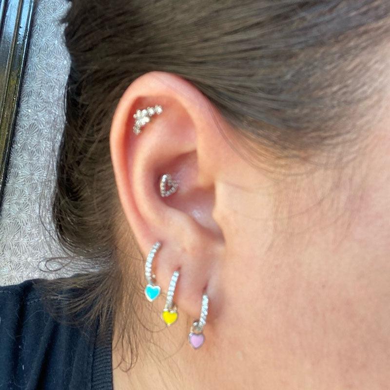 Aide Silver Color Hoop Earrings With Cute Candy Neon Color - BestShop