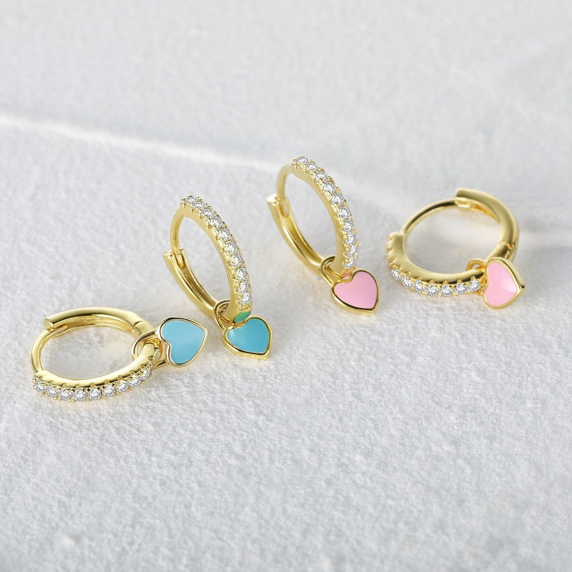 Aide Silver Color Hoop Earrings With Cute Candy Neon Color - BestShop