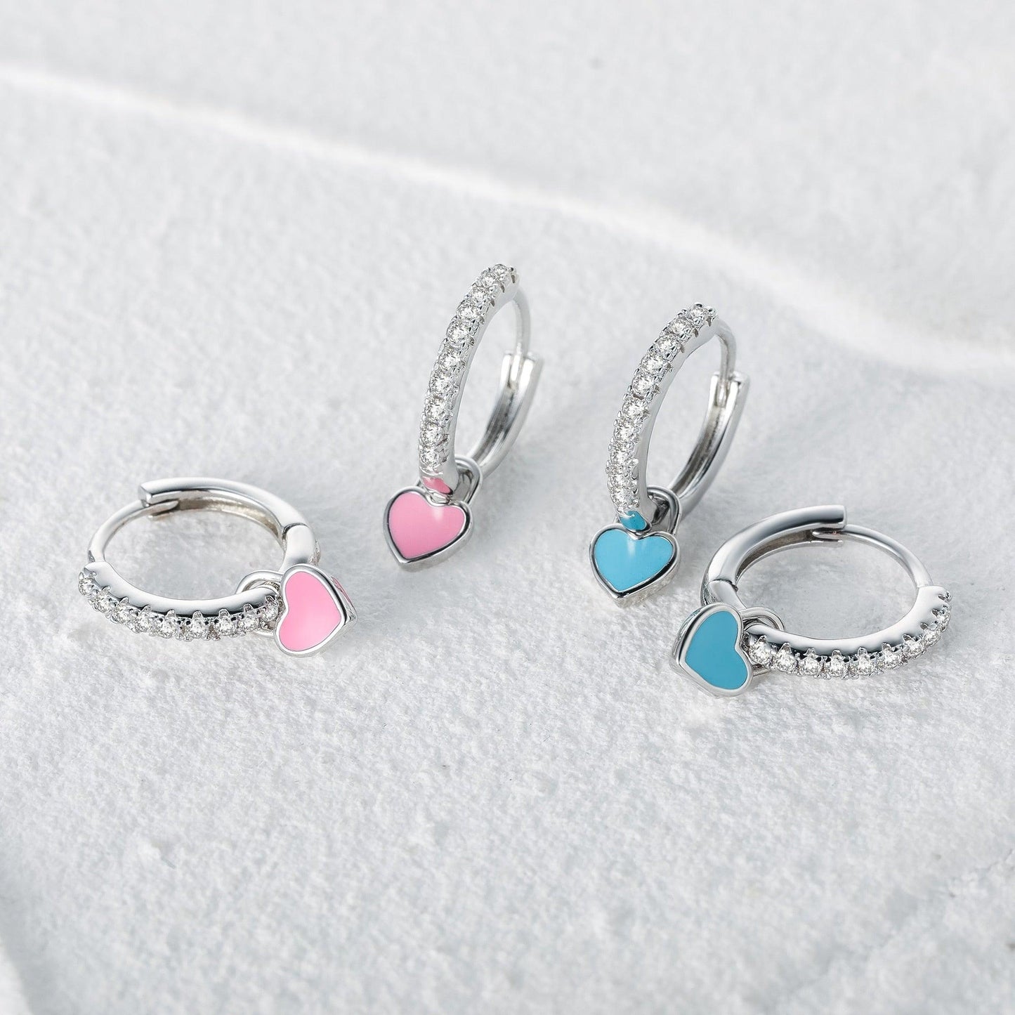 Aide Silver Color Hoop Earrings With Cute Candy Neon Color - BestShop