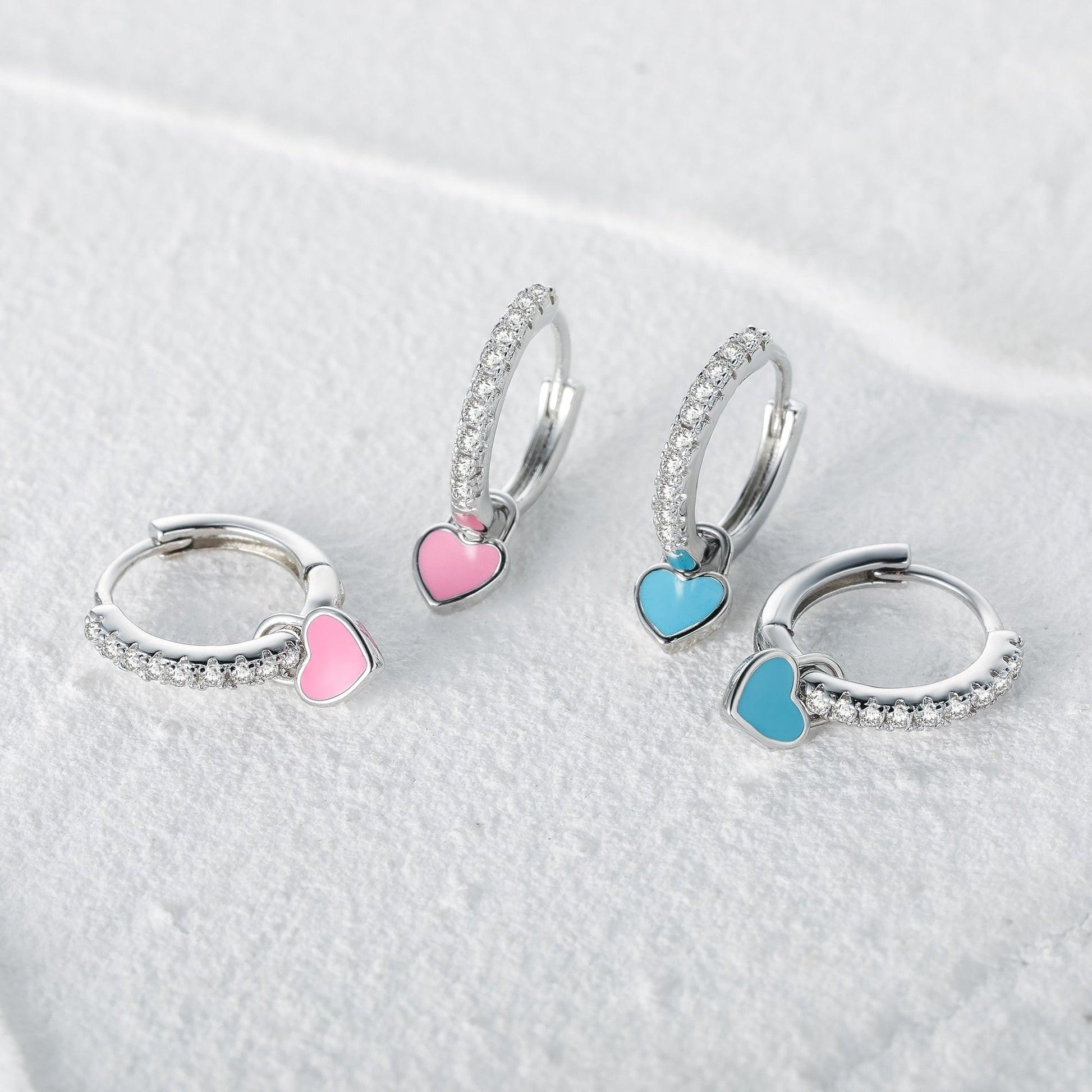 Aide Silver Color Hoop Earrings With Cute Candy Neon Color - BestShop