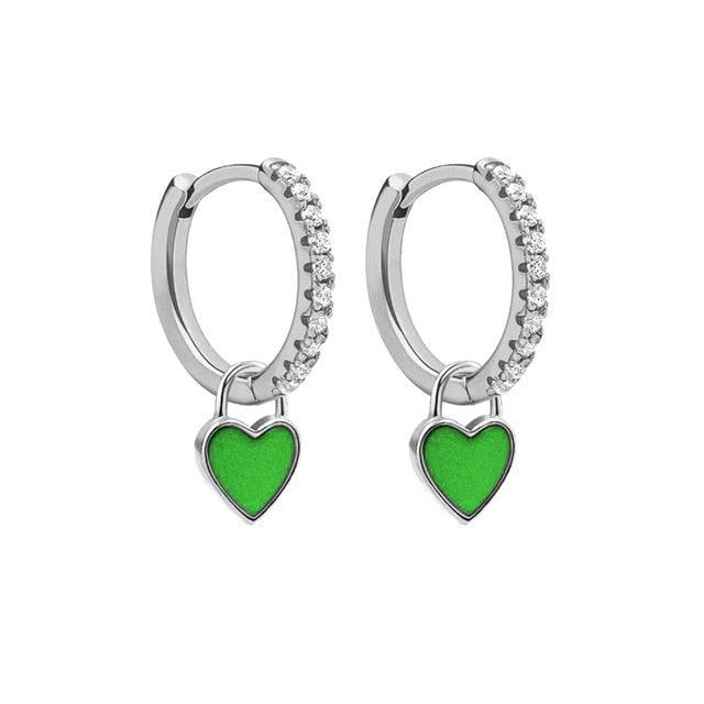 Aide Silver Color Hoop Earrings With Cute Candy Neon Color - BestShop