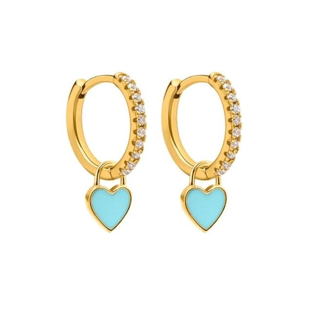 Aide Silver Color Hoop Earrings With Cute Candy Neon Color - BestShop