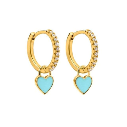 Aide Silver Color Hoop Earrings With Cute Candy Neon Color - BestShop