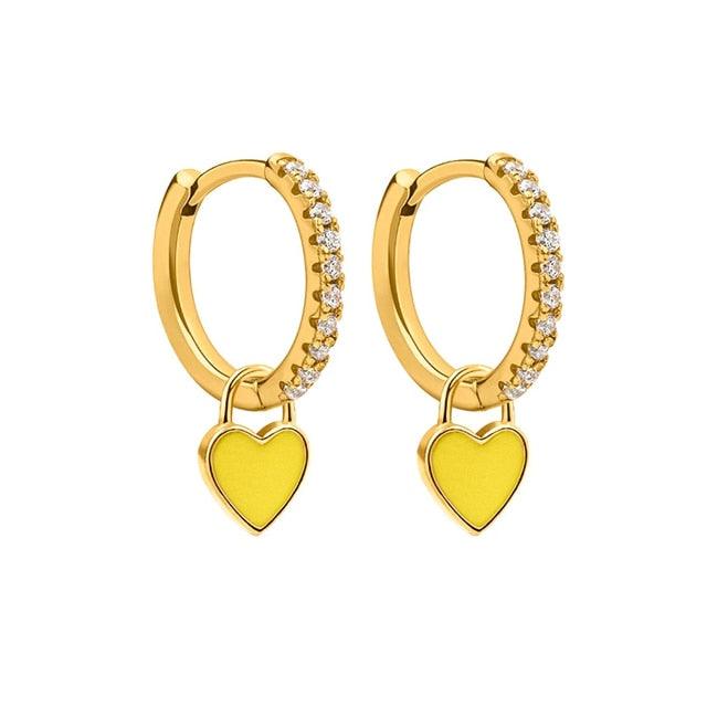 Aide Silver Color Hoop Earrings With Cute Candy Neon Color - BestShop