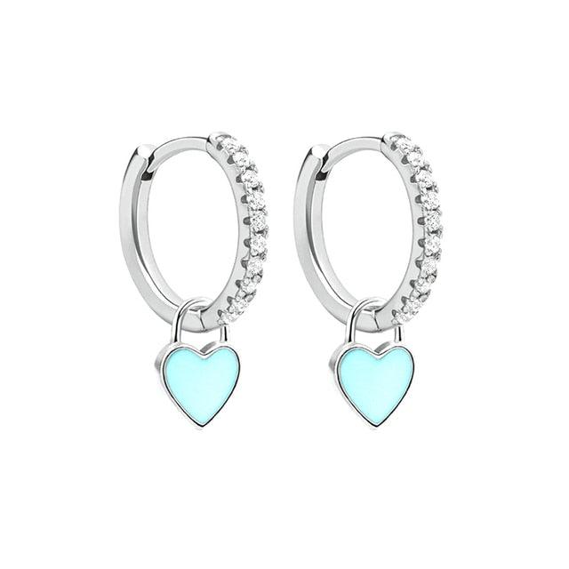 Aide Silver Color Hoop Earrings With Cute Candy Neon Color - BestShop