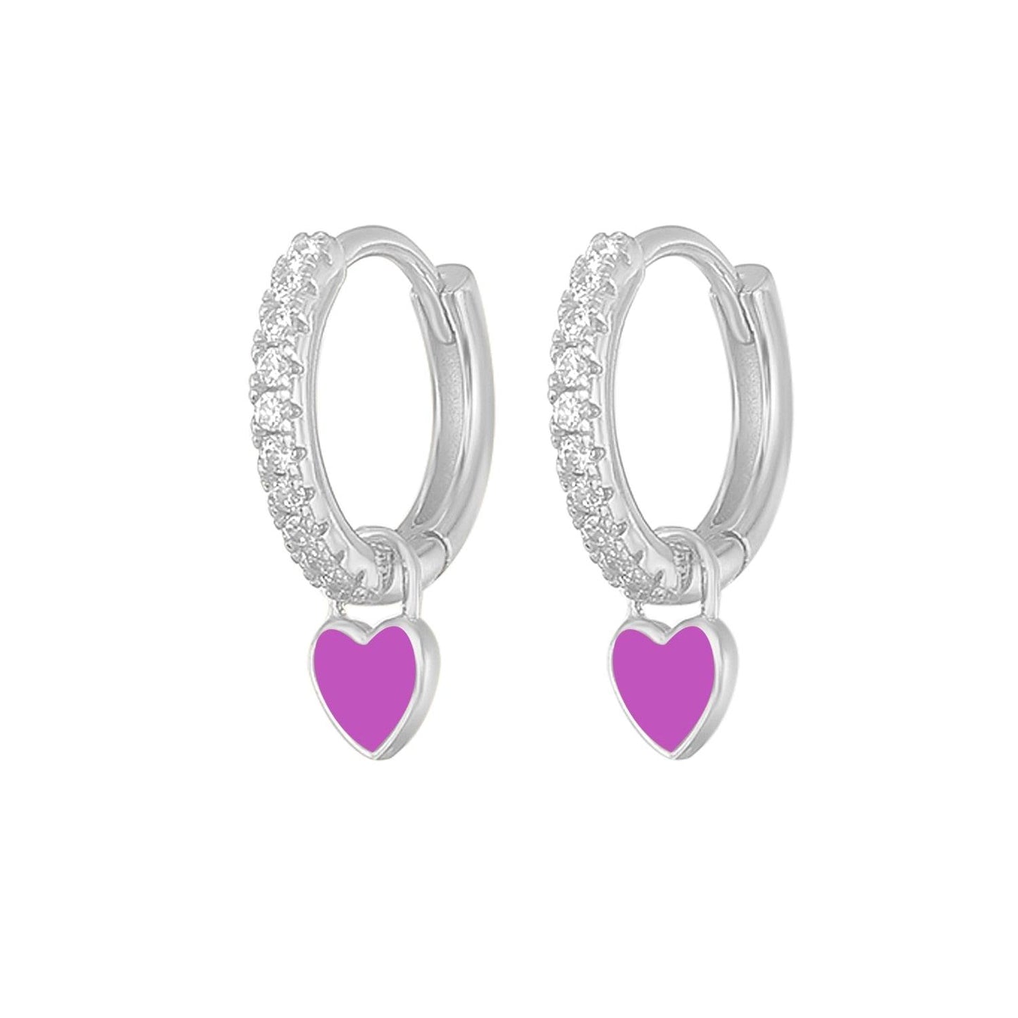 Aide Silver Color Hoop Earrings With Cute Candy Neon Color - BestShop