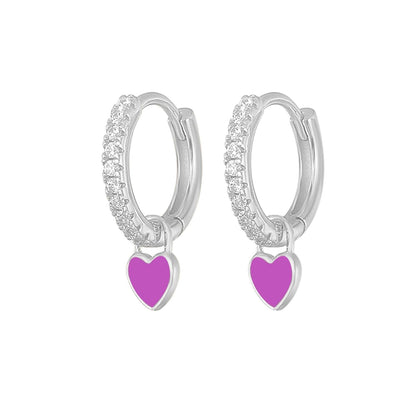 Aide Silver Color Hoop Earrings With Cute Candy Neon Color - BestShop
