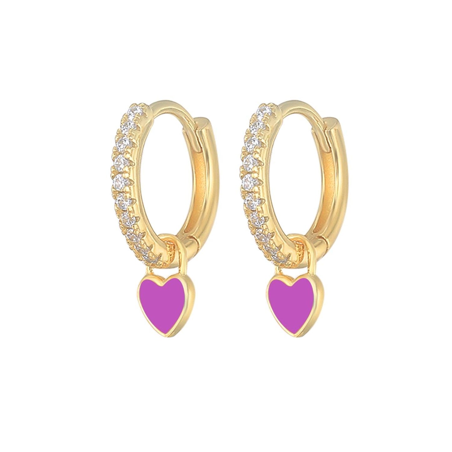 Aide Silver Color Hoop Earrings With Cute Candy Neon Color - BestShop