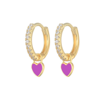 Aide Silver Color Hoop Earrings With Cute Candy Neon Color - BestShop