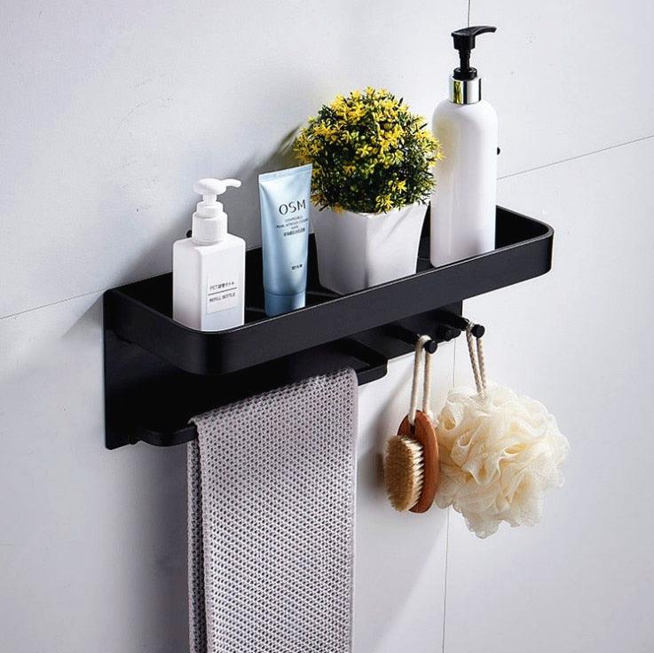 Aluminum Wall Mount Bathroom Shelves With Hooks - BestShop